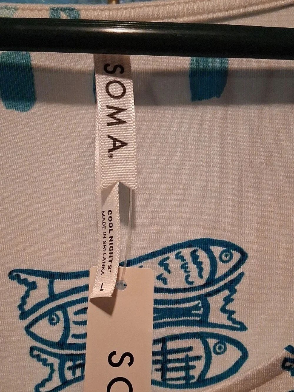 Soma White Short-Sleeve Tee with Teal Nautical Print